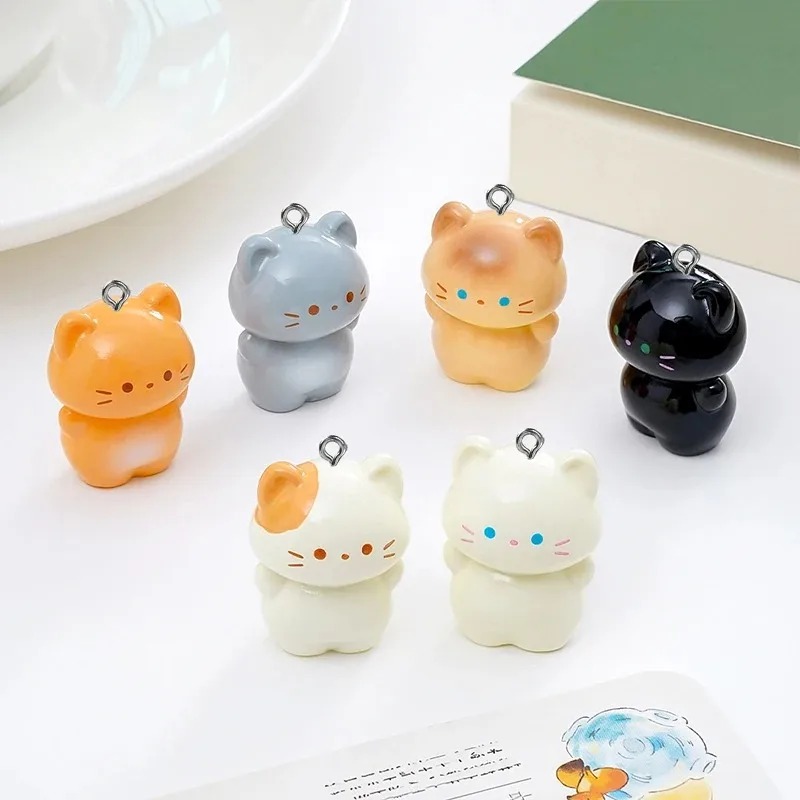 Resin Art Materials Wholesale - 10er-Pack Süße 3D-Stehende Kätzchen-Harzanhänger, Cartoon-Siamesische Katze