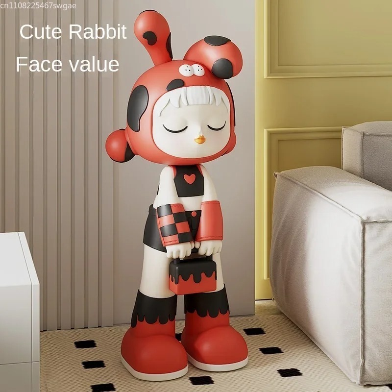 Resin Art Decor - Kunstvolle Cartoon-Mädchen-Statue, Innenraum-Modefigur, Kunstharz-Handwerk, Laden- und