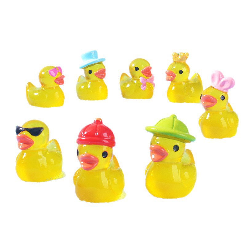 Resin Art Things - Mini gelbe leuchtende Entenfigur, Miniaturfiguren, winzige