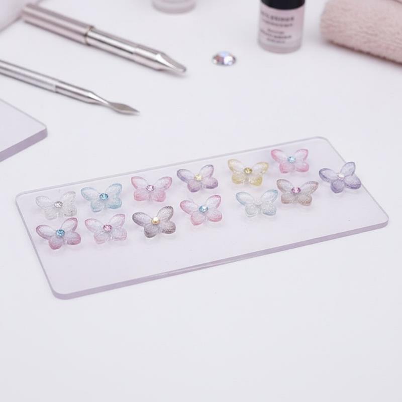 Resin Art Using Flowers - Glänzende 3D-Glitzer-Nagelkunst-Charms, 30 Stück, Harz-Schmetterlings- und