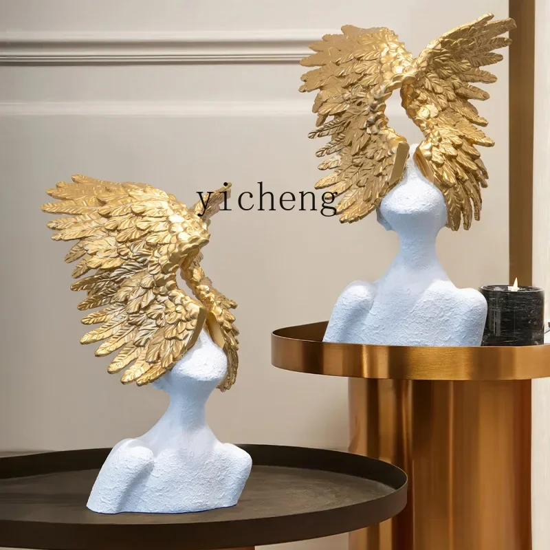Resin Art Decor - u18 modernes, schlichtes, hochwertiges abstraktes Kunst-Flügelengel-Ornament