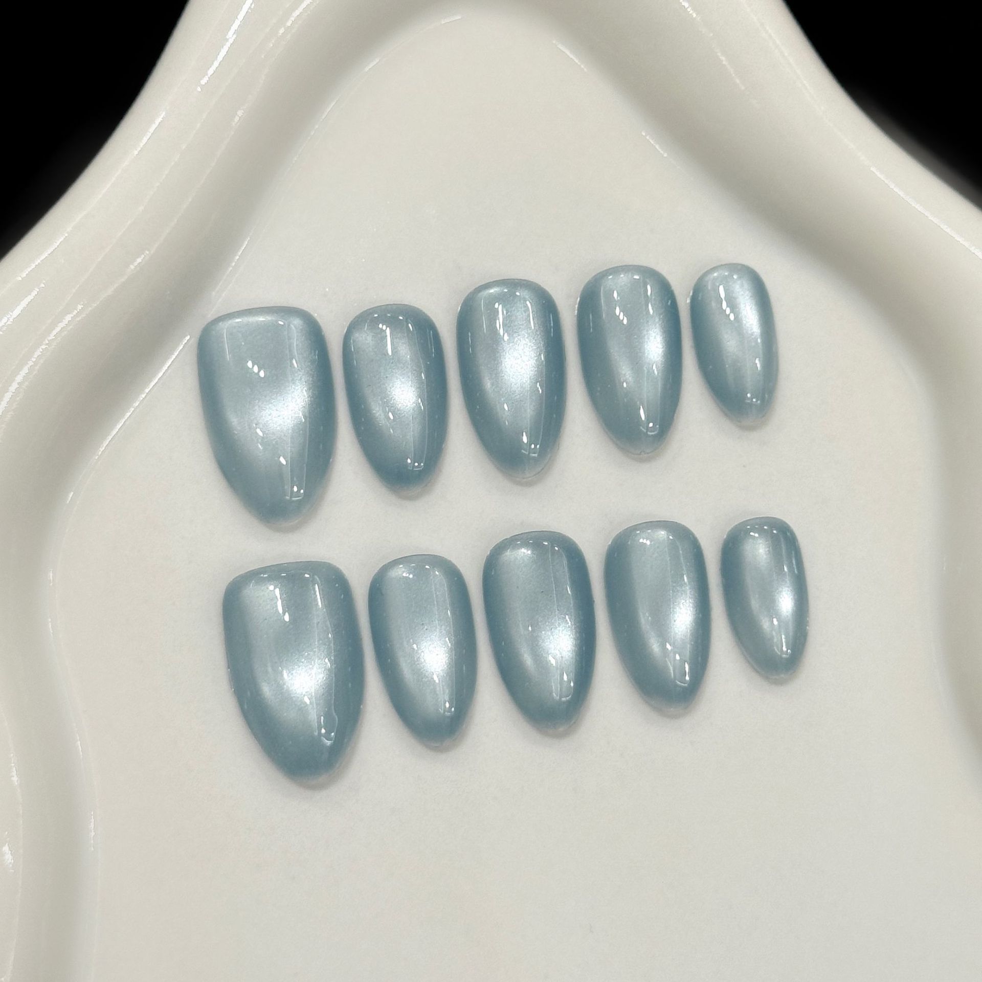 Resin Art And Design - 10 Stück Blaue Katzenaugen Französische Kurze