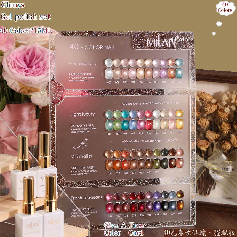 Resin Art Learning - Glenys 40 Farben Katzenaugen-Nagellack, beliebtes Immersion-Gel,