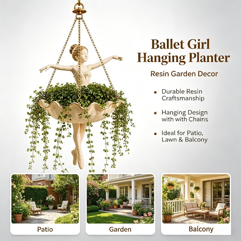 Resin Art Using Flowers - Dekorativer Ballerina-Hängepflanzentopf, Hängekorb mit Doppelfunktion als