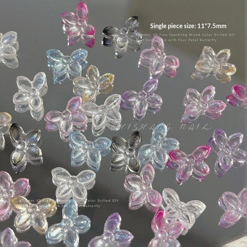 Resin Art Using Flowers - 30 Stück 3D Glitzer-Harz-Schmetterlings- und Blumen-Nagelcharms