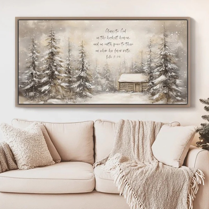 Resin Art Quotes - Weihnachtliche Bibelvers-Wandkunstdrucke, Lukas Christliches Schriftzitat Winterwunderland-Kunstwerk