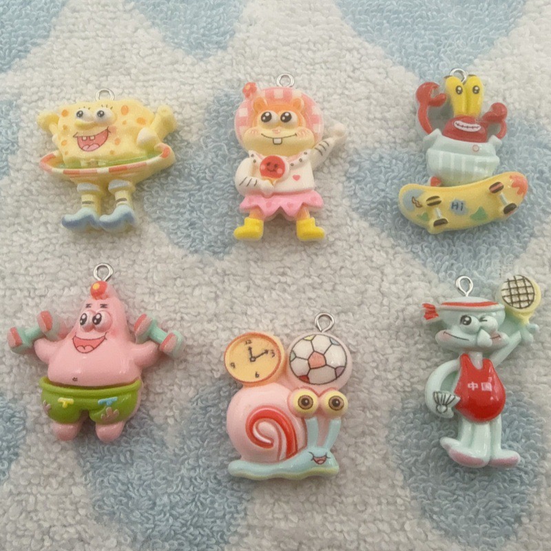 Resin Art Materials Wholesale - 10 Stück Cartoon-Harzanhänger, DIY-Schmuckherstellung, Ohrringe, Schlüsselanhänger-Zubehör