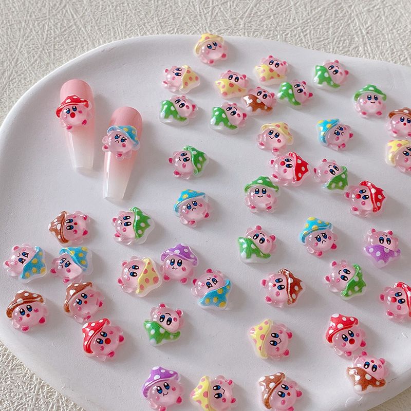 Resin Art Decor - 2/10/20 Stück Kirby Nagelcharms 3D Harz