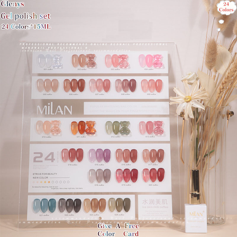 Resin Art Learning - Glenys 24 Farben Nagellack-Set, beliebtes Eisgel-Farbkarte-Set
