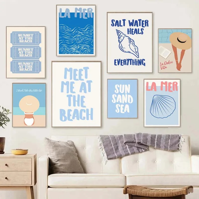 Resin Art Quotes - Muscheln treffen mich am Strand Poster