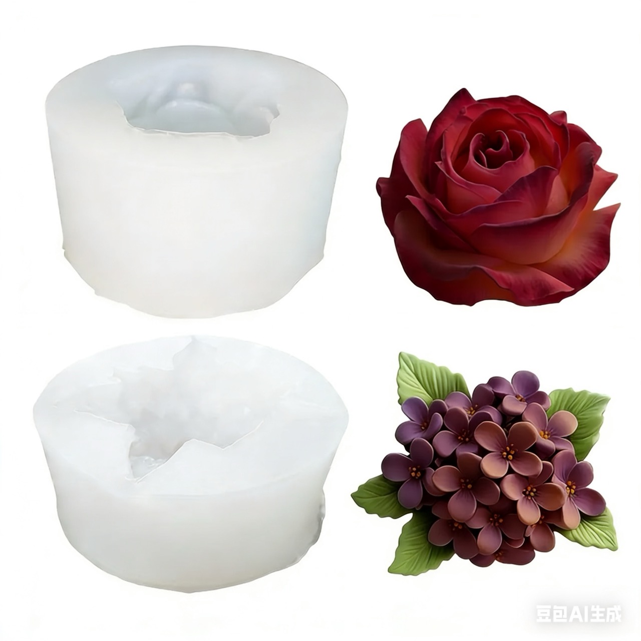 Resin Art And Design - 2 Stück 3D-Silikonformen mit Rosen- und