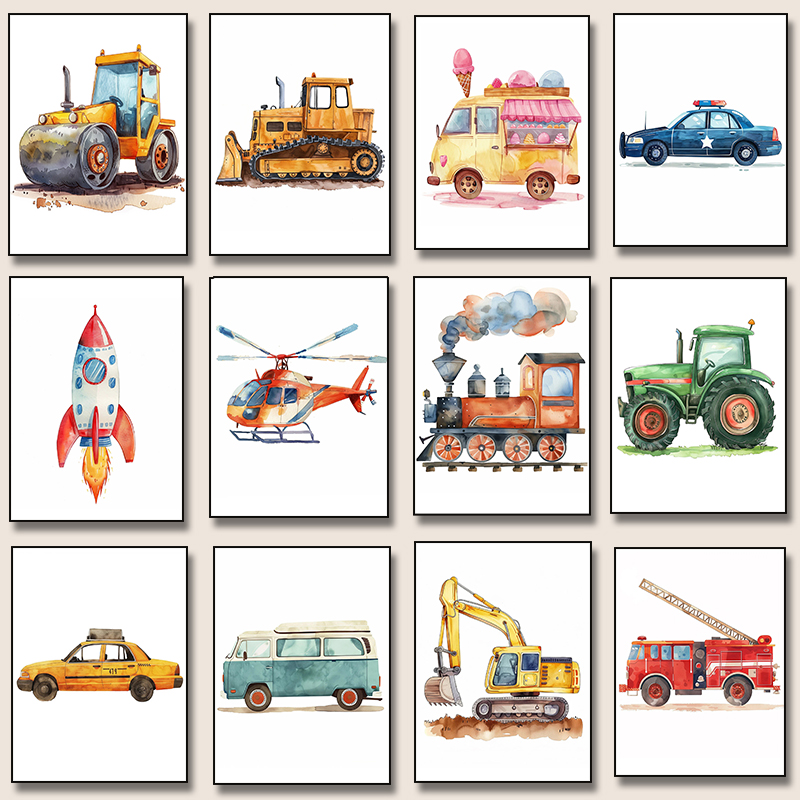 Resin Art For Kids - Helikopter Feuerwehrauto Traktor Flugzeug Rakete Diamantmalerei