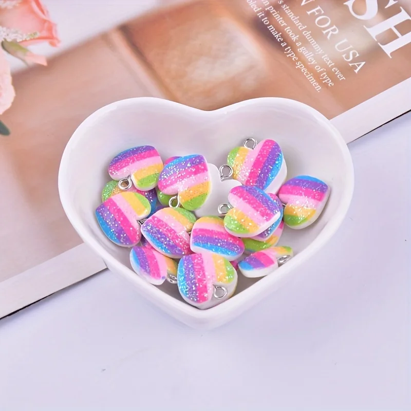 10 Stück bunte Herz-Harz-Anhän – Resin Art Earrings Bewertung und Preis