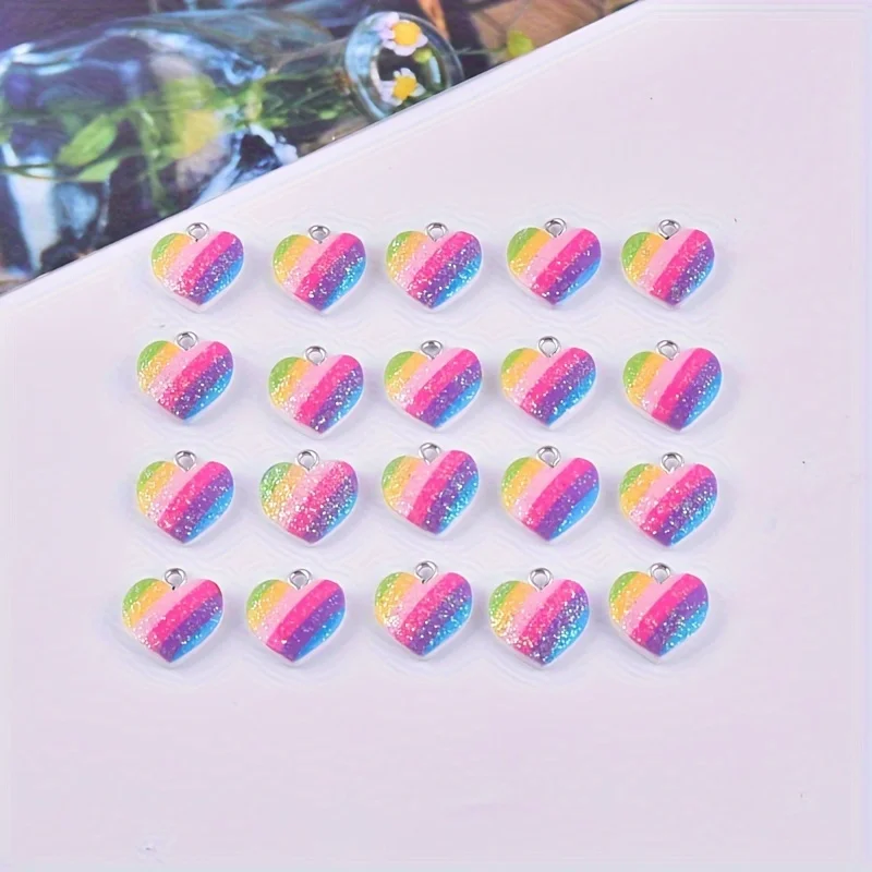 10 Stück bunte Herz-Harz-Anhän – Resin Art Earrings Bewertung und Preis