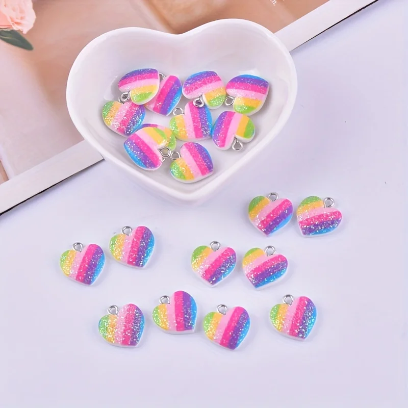 10 Stück bunte Herz-Harz-Anhän – Resin Art Earrings Bewertung und Preis