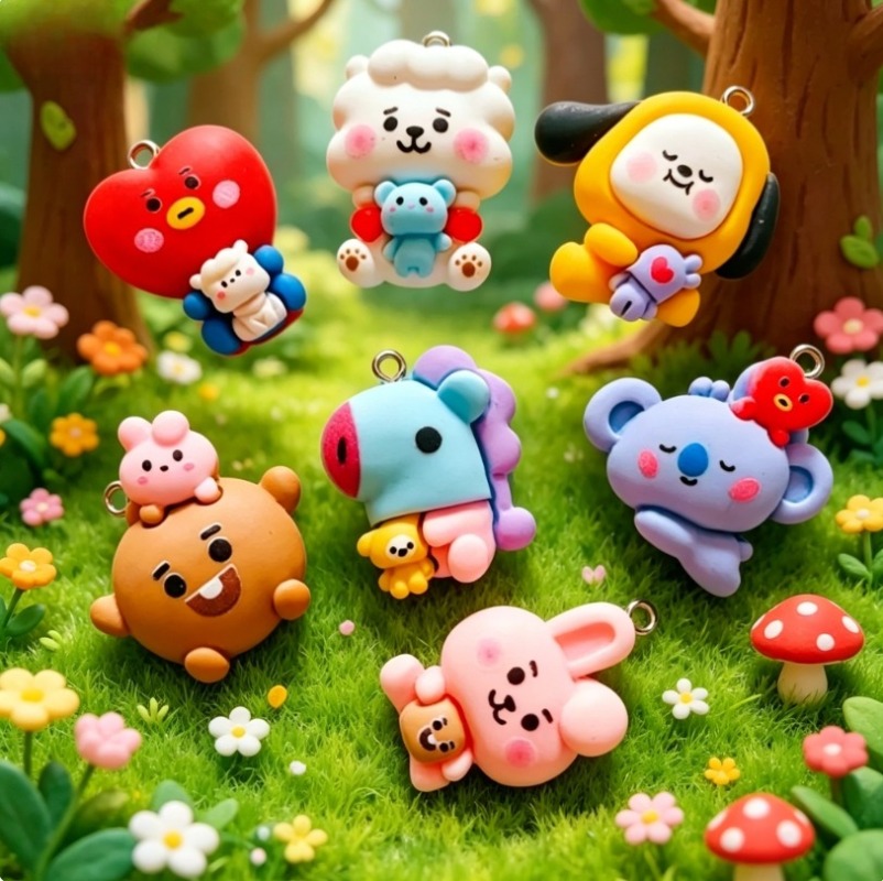 7 Stück BT21 Harz-Cartoon-Anhä – Resin Art Materials Wholesale Bewertung und Preis