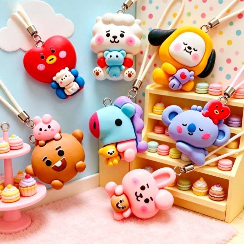 7 Stück BT21 Harz-Cartoon-Anhä – Resin Art Materials Wholesale Bewertung und Preis
