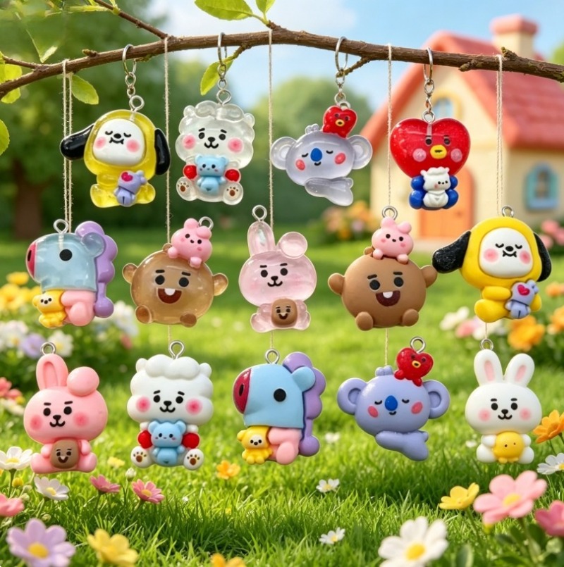 7 Stück BT21 Harz-Cartoon-Anhä – Resin Art Materials Wholesale Bewertung und Preis